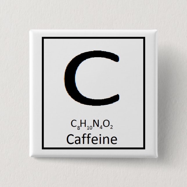 Quadratischer Koffeinknopf, 2 Zoll Button (Vorderseite)