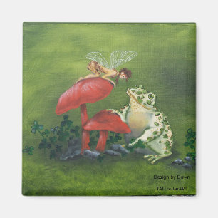 quadratischer Magnet "Fairy and Frog"
