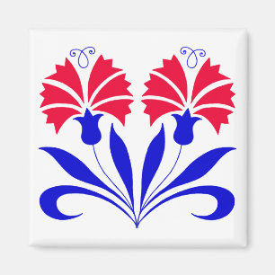 Quadratischer Magnet mit slowenisch Gartennelken