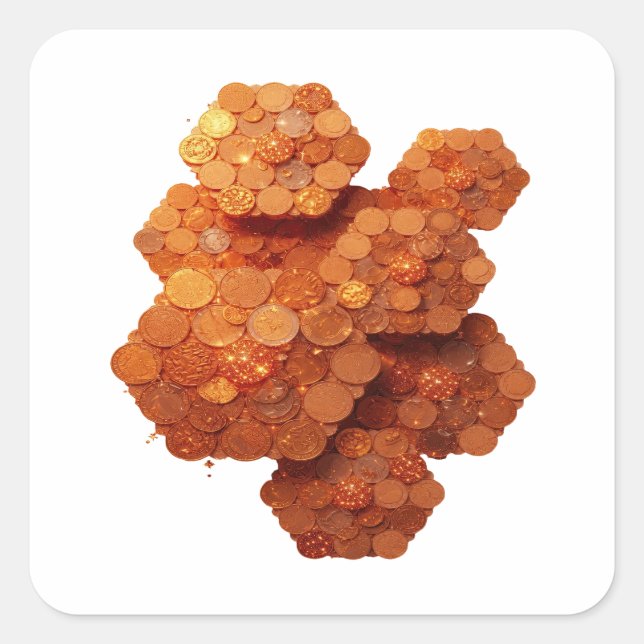 Quadratischer orangefarbener abstrakter Sticker Ar (Vorderseite)