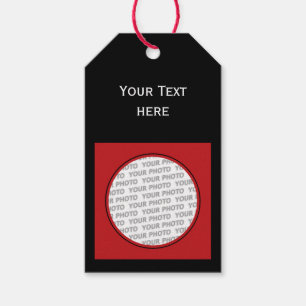 Quadratischer Rahmen rot + Ihr Foto, Text & Hinter Geschenkanhänger