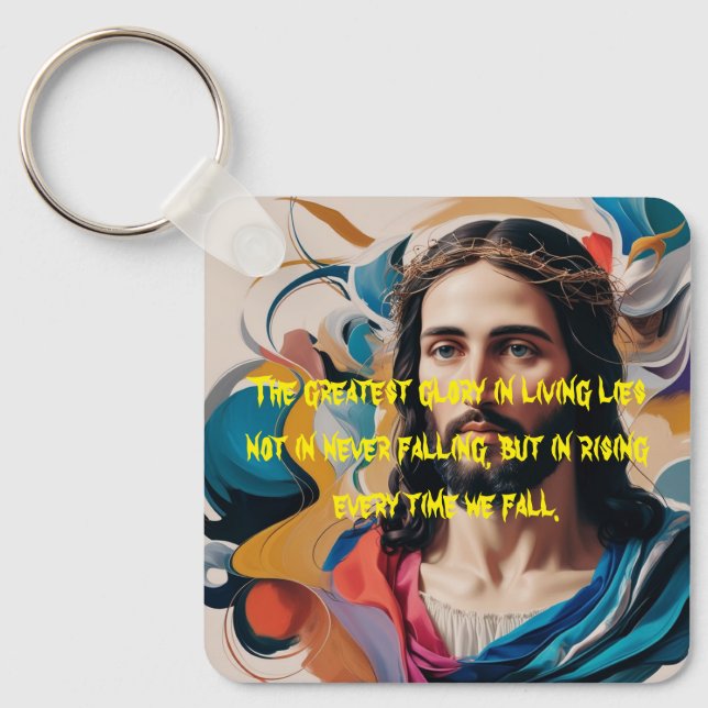 Quadratischer Schlüsselanhänger aus Metall (Vorderseite)