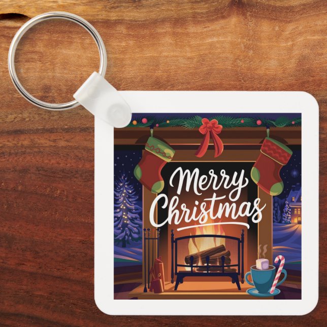 Quadratischer Schlüsselanhänger aus Metall (Vorderseite)