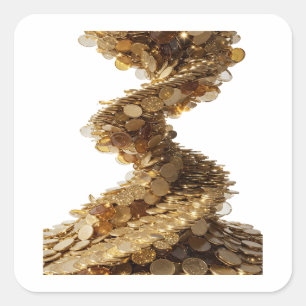 Quadratischer Silberner GOLDEN COIN SPIRAL Sticker
