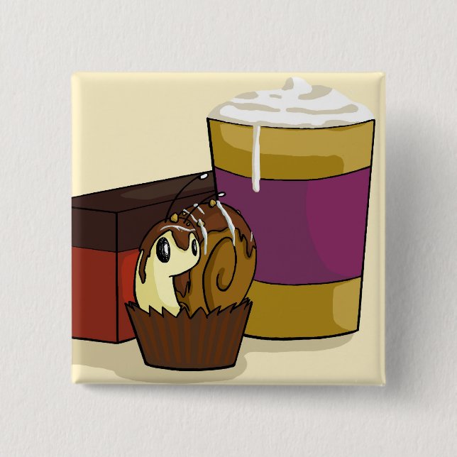 Quadratischer Trüffel-Schnecke-Knopf Button (Vorderseite)