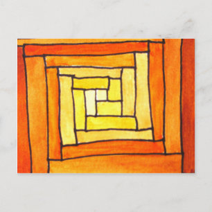 quadratisches Art Deco gelbes Retro-Muster Postkarte