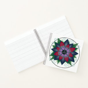 Quadratisches Blumenherzen-Mandala-Notizbuch Notizbuch