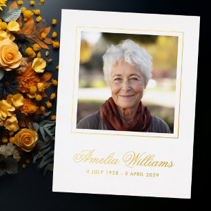 Quadratisches Foto Folie Rand Beileid Dank Karte