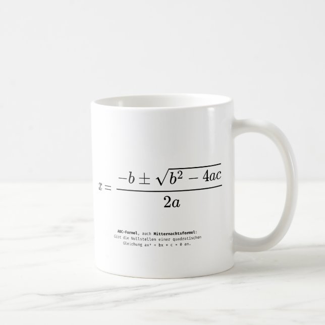 Quadratisches Gleichungsdesign - ABC Formel Kaffeetasse (Rechts)