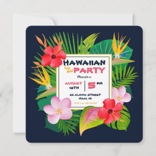 Quadratisches hawaiisches Luau Party-dunkelblaue Ankündigung