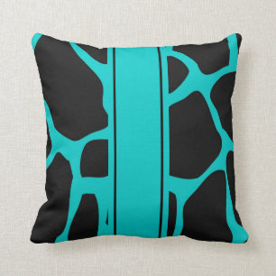 Quadratisches Kissen Teal Blau Aqua Schwarz Tier K