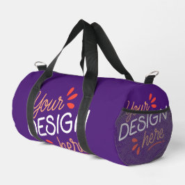 Quadratisches lila Grafik mit spielerischem Orange Duffle Bag
