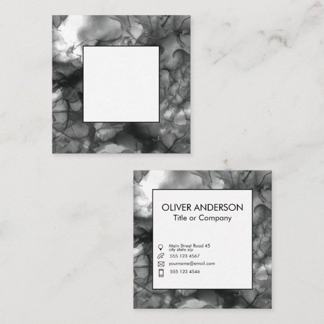 Quadratisches Logo Schwarz/Weiß Quadratische Visitenkarte (Vorne/Hinten)