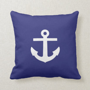 Quadratisches Marine-Blau-Anker-Kissen Kissen