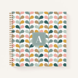 Quadratisches Monogramm Anfangsbuchstabe Blumen Bl Notizbuch