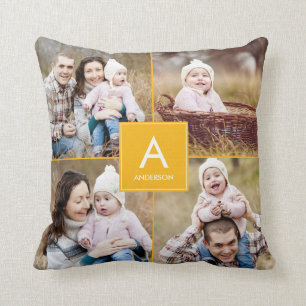 Quadratisches Monogramm-benutzerdefiniertes Foto-K Kissen