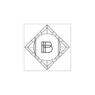 Quadratisches Monogramm des Kunst-Deko-Buchstabe-B Gummistempel