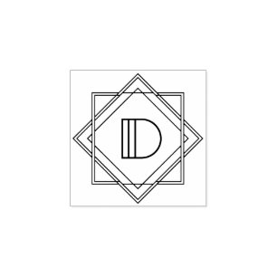 Quadratisches Monogramm des Kunst-Deko-Buchstabe-D Gummistempel