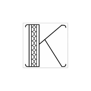 Quadratisches Monogramm des Kunst-Deko-Buchstabe-K Gummistempel