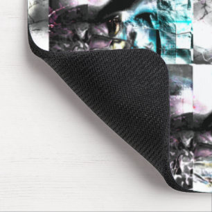 Quadratisches Mosaik chaotischer Texturen in Silbe Mousepad