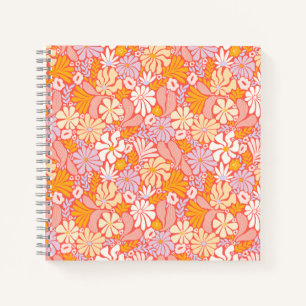 Quadratisches Notebook mit Retro Floral Cover Notizbuch