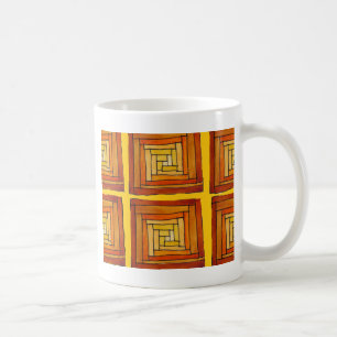 quadratisches Retro-Art-Deco-braunes Muster Kaffeetasse