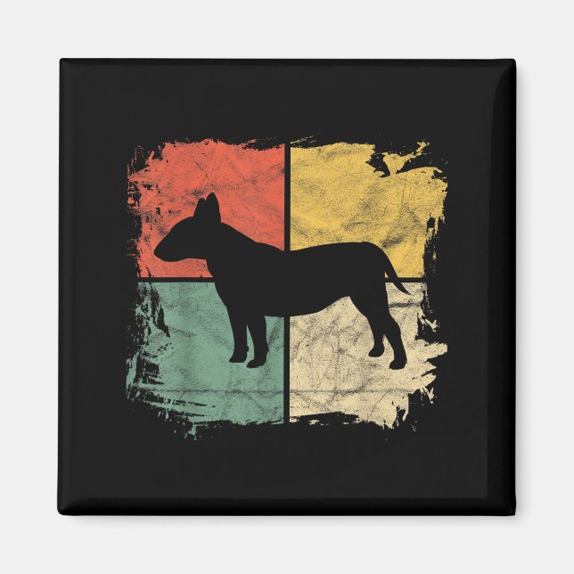 Quadratisches Retro-Bullterrier-Besitzer-Geschenk  Magnet (Vorne)