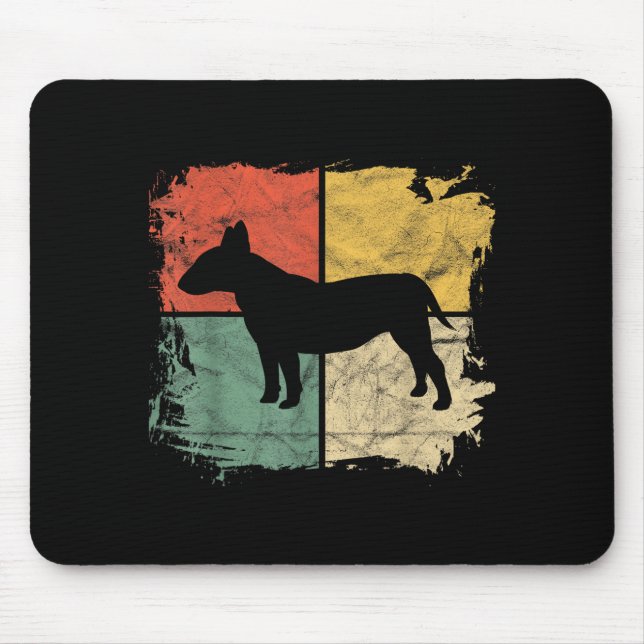 Quadratisches Retro-Bullterrier-Besitzer-Geschenk  Mousepad (Vorne)