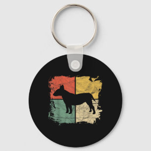 Quadratisches Retro-Bullterrier-Besitzer-Geschenk Schlüsselanhänger