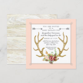 Quadratisches Rotwild-Geweih erröten Einladung