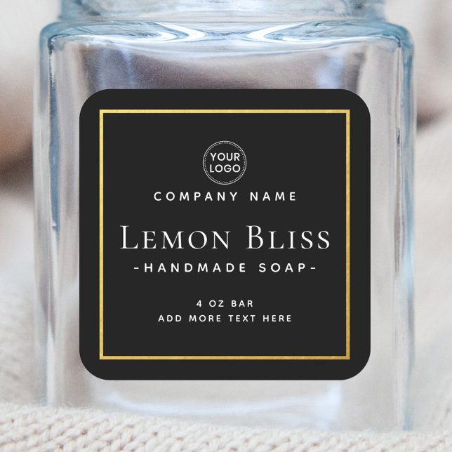 Quadratisches schwarzes Imitat Goldgrenzenprodukt Quadratischer Aufkleber (Von Creator hochgeladen)