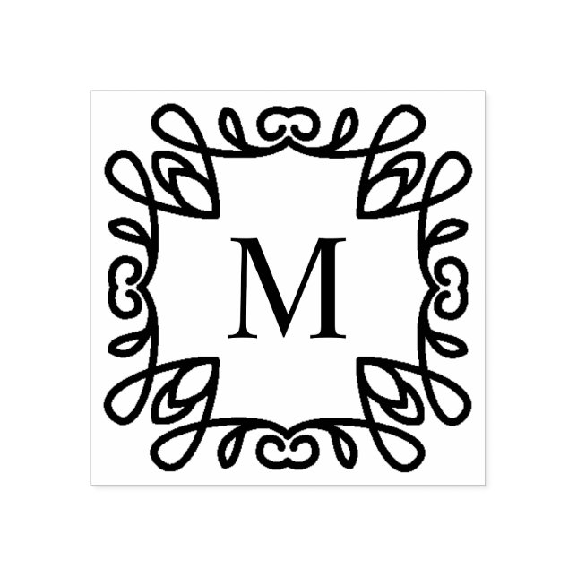 Quadratisches Verziertes Monogramm Gummistempel (Prägung)