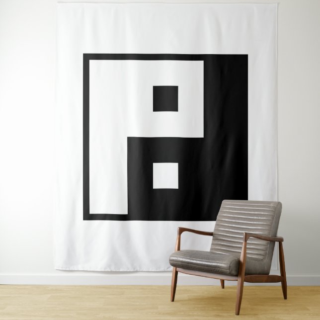 Quadratisches Yin Yang Wandteppich (Beispiel)