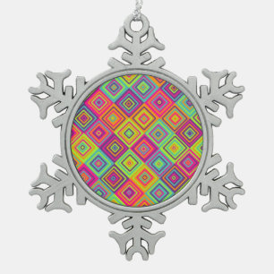 Quadratmuster Schneeflocken Zinn-Ornament