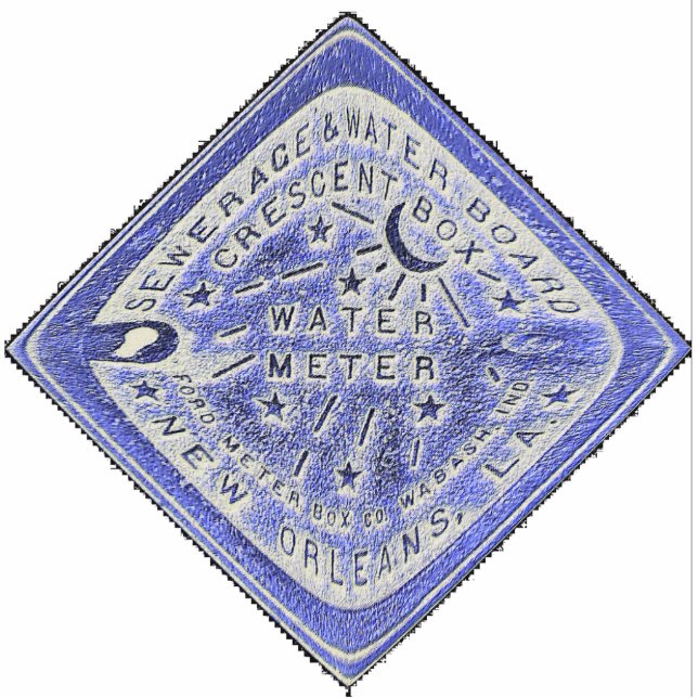 Quadratwasserzähler Freistehende Fotoskulptur (Vorne)