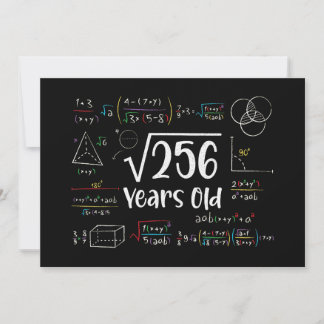 Quadratwurzel 256 16. Geburtstag 16 Jahre alte Ges Einladung