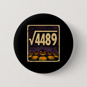 Quadratwurzel 4489 Halloween-Kürbis-Mathematik-Wit Button