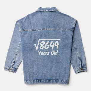 Quadratwurzel 8649 93 Jahre alt Geburtstag Jeansjacke
