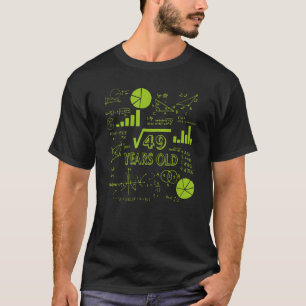 Quadratwurzel aus 49 7. Geburtstag 7 Jahre alt Ma T-Shirt