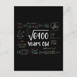Quadratwurzel aus 6400 80. Geburtstag Geschenk für Postkarte