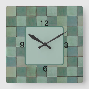 Quadratzenuhr mit grünem Tile Quadratische Wanduhr