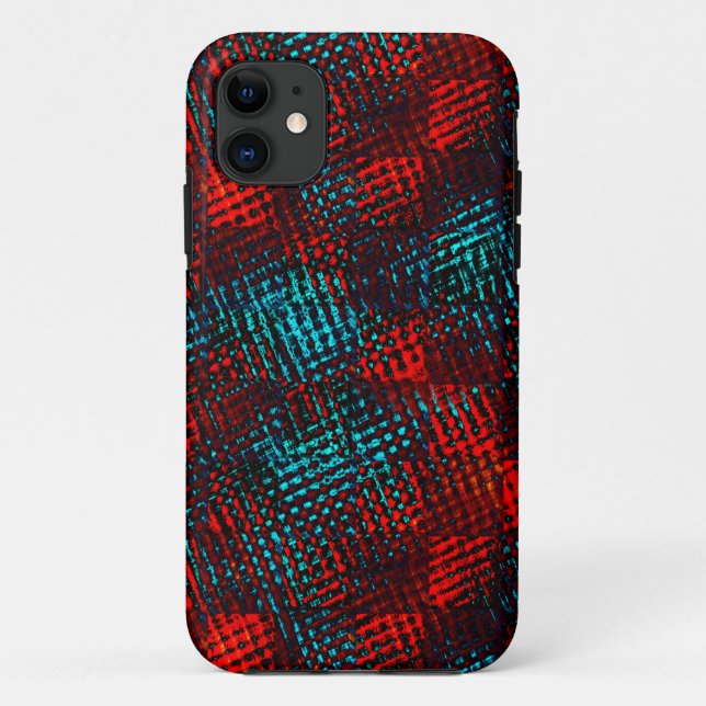 Quadriculados riscados em azul claro e vermelho Case-Mate iPhone hülle (Rückseite)