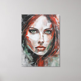 Quadro abstrato rosto de mulher vermelho cinza leinwanddruck