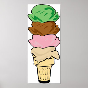 Quadruple Ice Creme Cone Poster
