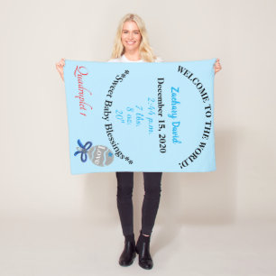 Quadruplet Baby Boy Rattle Blue Fleece Blanket