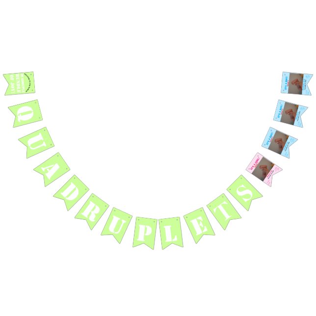 Quadruplet Girl Boy's Birth Stats Fotos Wimpelkette (Alle)