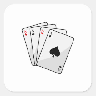 Quadruplets Aces Poker Karten im Poker Quadratischer Aufkleber