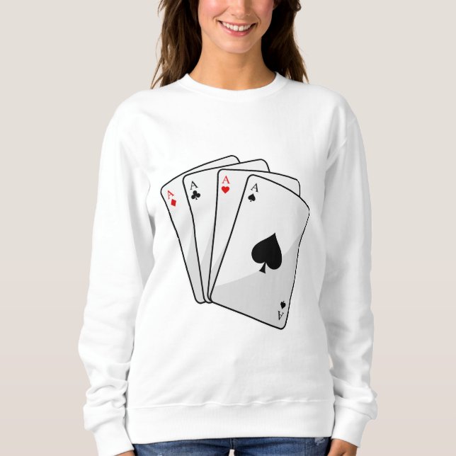 Quadruplets Aces Poker Karten im Poker Sweatshirt (Vorderseite)