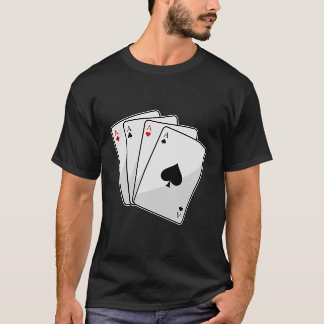 Quadruplets Aces Poker Karten im Poker T-Shirt (Vorderseite)