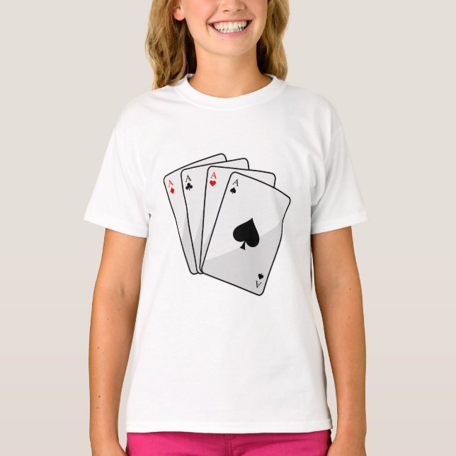 Quadruplets Aces Poker Karten im Poker T-Shirt (Vorderseite)